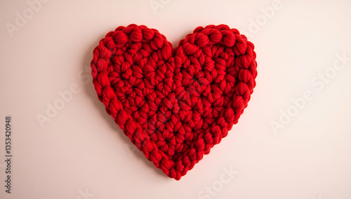Flat Red Yarn Heart on Wall: A Creative Symbol of Love and Artistic Expression in Decor
