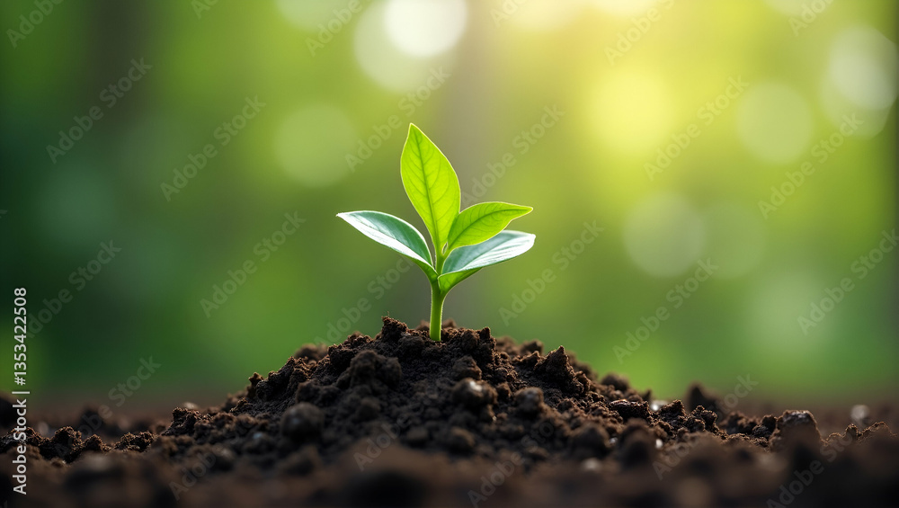 Small Plant Growing in Soil: Symbol of New Life, Tree Planting, and Environmental Sustainability Small Plant Growing in Soil: Symbol of New Life, Tree Planting, and Environmental Sustainability