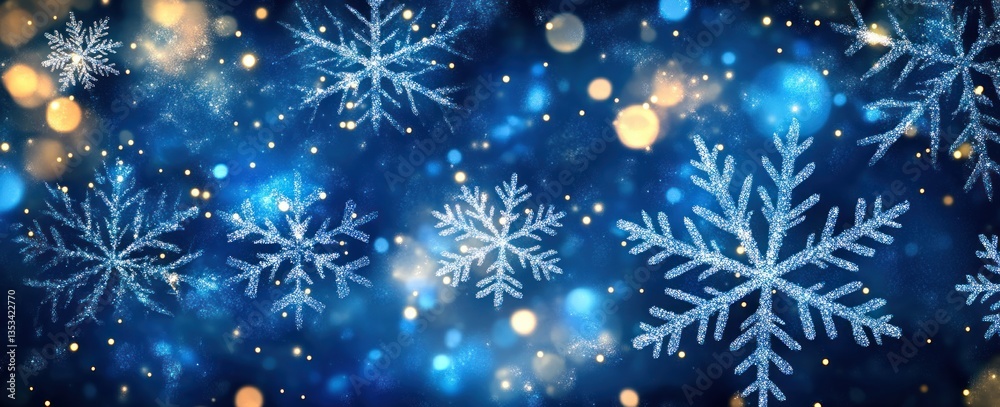 Winter snowflakes on a blue bokeh background Winter snowflakes on a blue bokeh background