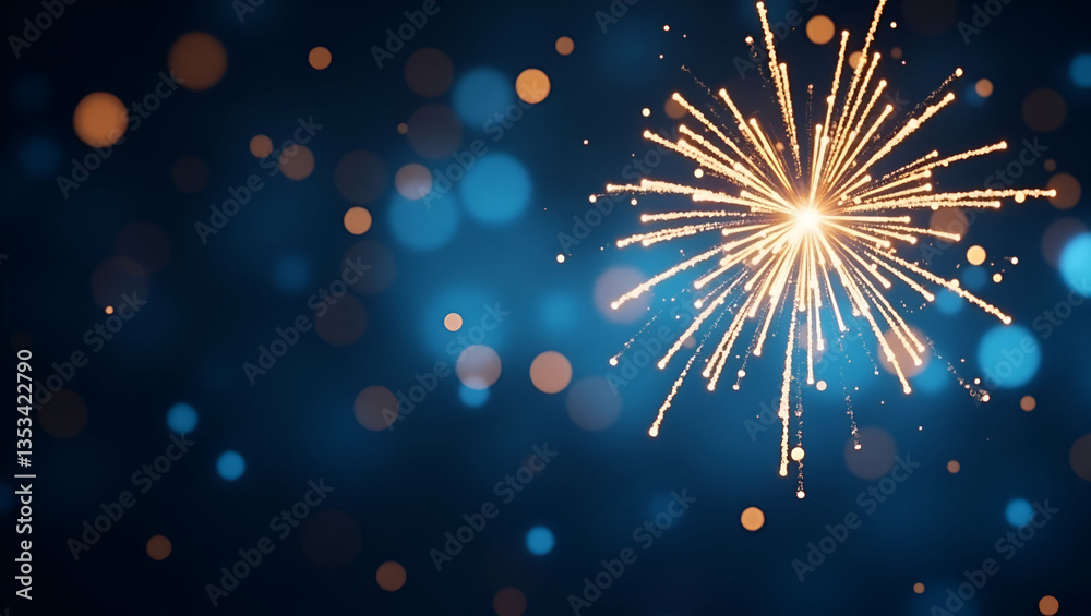 Obraz premium Stunning Gold and Blue Fireworks Bokeh for New Year Eve Celebrations