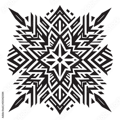 Geometric Tribal Art Vector Design with Intricate Symmetry