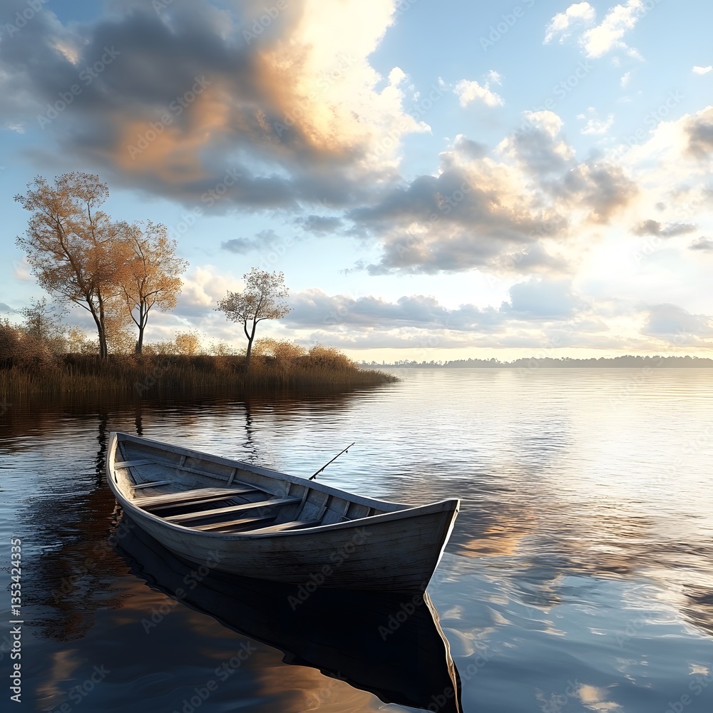 Obraz premium boat at sunset