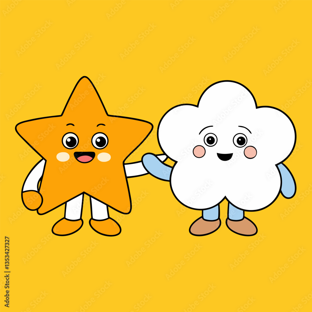 Obraz premium Cute cartoon cat and dog vector set, a sweet animal love illustration