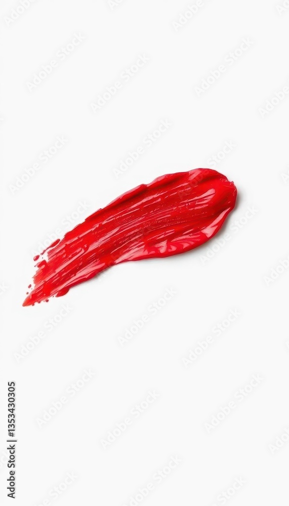 Close-up of smudged red lipstick on a white background, red lipstick, detail, smudged Close-up of smudged red lipstick on a white background, red lipstick, detail, smudged