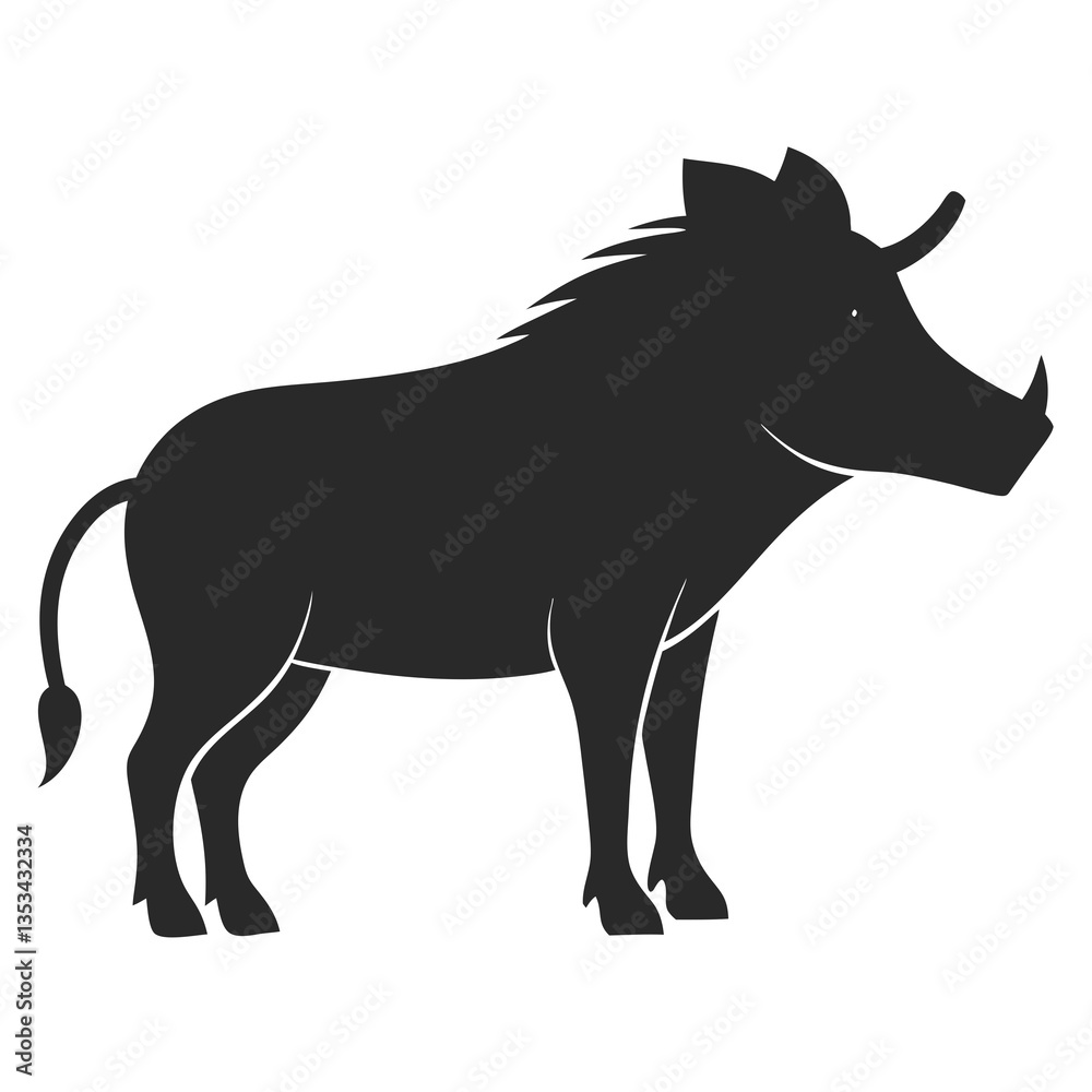 Fototapeta premium Warthog silhouette vector illustration