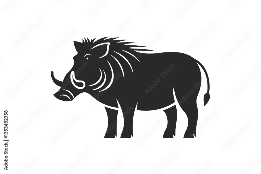 Fototapeta premium Warthog silhouette vector illustration