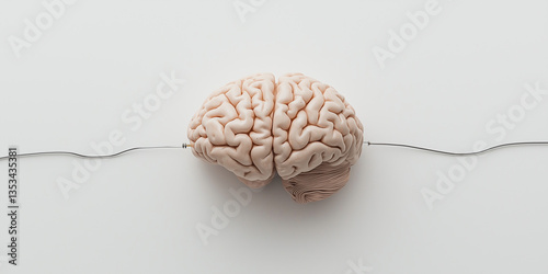 Conceptual Representation of Brain Connected with Electric Wire Symbolizing Technology, Innovation, and Consciousness in Modern Age
