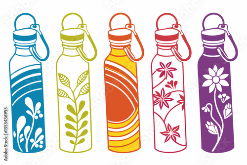 set of Water Bottle silhouette vector illustration