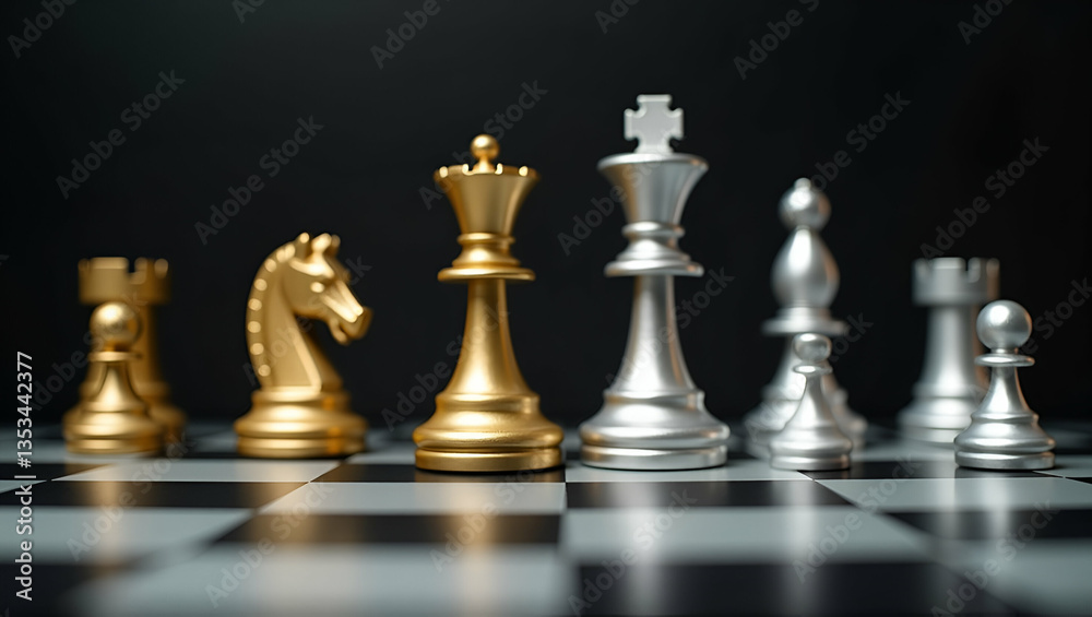 Flat Gold & Silver Chess Pieces: A Business Metaphor for Leadership Flat Gold & Silver Chess Pieces: A Business Metaphor for Leadership