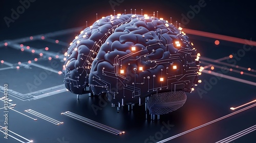 Digital Brain in a Glowing Binary Univers