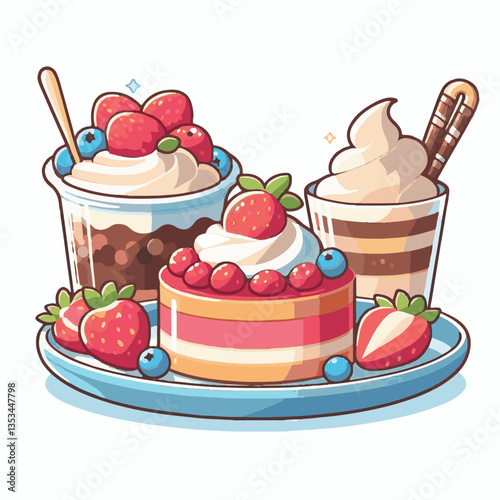 dessert, food, delicious, sweet, chocolate, cake, background, fruit, isolated, cream, bakery, gourmet, snack, celebration, vintage, colorful, decoration, pastry, restaurant, vector, summer, fresh, ico
