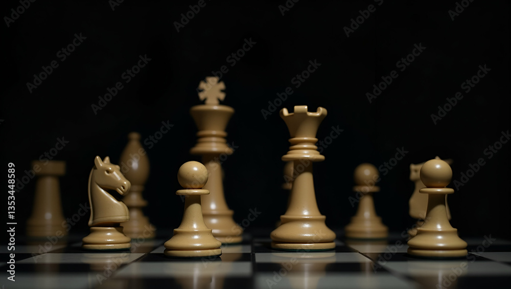 Flat King and Knight Chess Pieces: Strategy and Competition Illustrated Flat King and Knight Chess Pieces: Strategy and Competition Illustrated