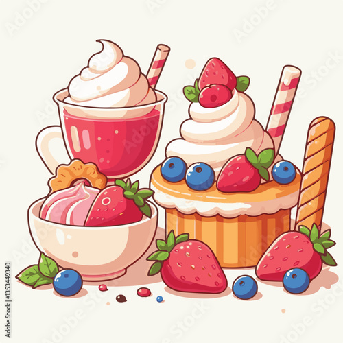 dessert, food, delicious, sweet, chocolate, cake, background, fruit, isolated, cream, bakery, gourmet, snack, celebration, vintage, colorful, decoration, pastry, restaurant, vector, summer, fresh, ico