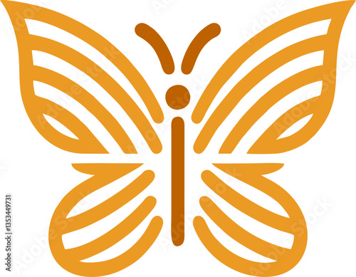 Elegant Orange Gradient Butterfly Logo, This image features a beautifully designed butterfly illustration in an elegant orange gradient. The minimalist yet intricate design gives the butterfly 
