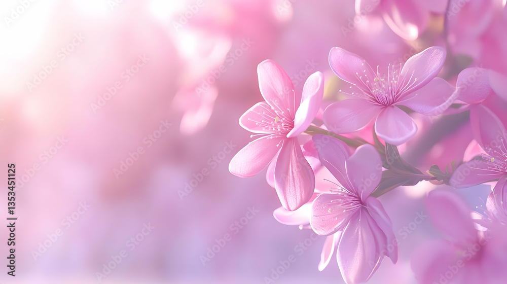 Delicate Pink Flowers Blooming Softly in a Gentle Spring Light Delicate Pink Flowers Blooming Softly in a Gentle Spring Light