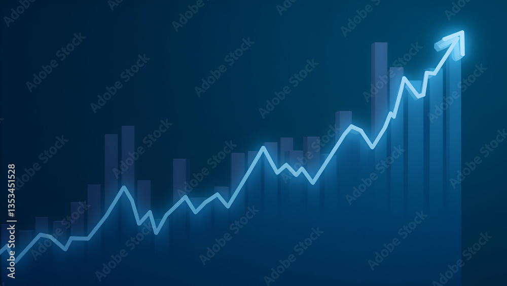 Business Candlestick Graph Chart: Stock Market Investment Trading on Blue Background Highlighting Bullish Uptrend - Vector Design with Economy Elements and Space for Customization Business Candlestick Graph Chart: Stock Market Investment Trading on Blue Background Highlighting Bullish Uptrend - Vector Design with Economy Elements and Space for Customization