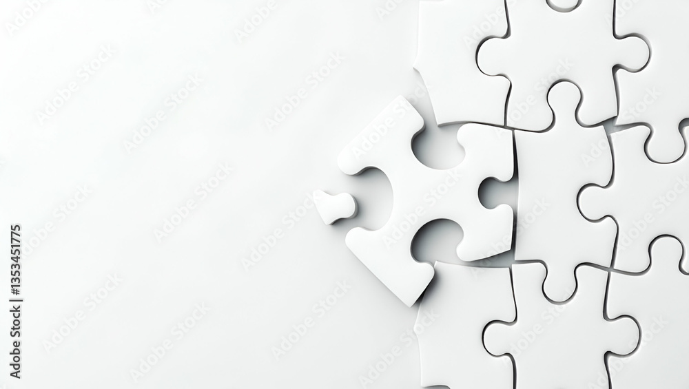 Flat White Jigsaw Puzzle: A Cute Vector Illustration Symbolizing Success and Achievement in Puzzle Completion - Perfect for Business and Motivation Themes Flat White Jigsaw Puzzle: A Cute Vector Illustration Symbolizing Success and Achievement in Puzzle Completion - Perfect for Business and Motivation Themes