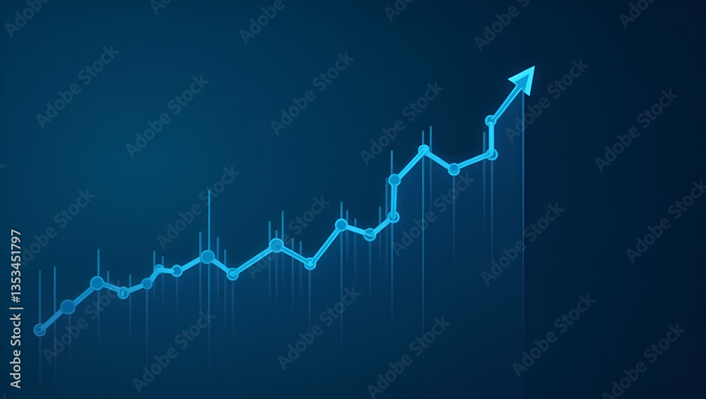 Business Candlestick Graph Chart: Stock Market Investment Trading on Blue Background with Bullish Uptrend Points - Vector Design Concept for Economic Growth and Analysis Business Candlestick Graph Chart: Stock Market Investment Trading on Blue Background with Bullish Uptrend Points - Vector Design Concept for Economic Growth and Analysis