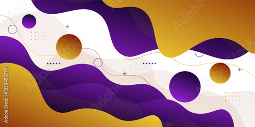 Simple purple and orange geometric business banner design on white background. Creative banner design with wave shape and lines as template. Vector Eps10