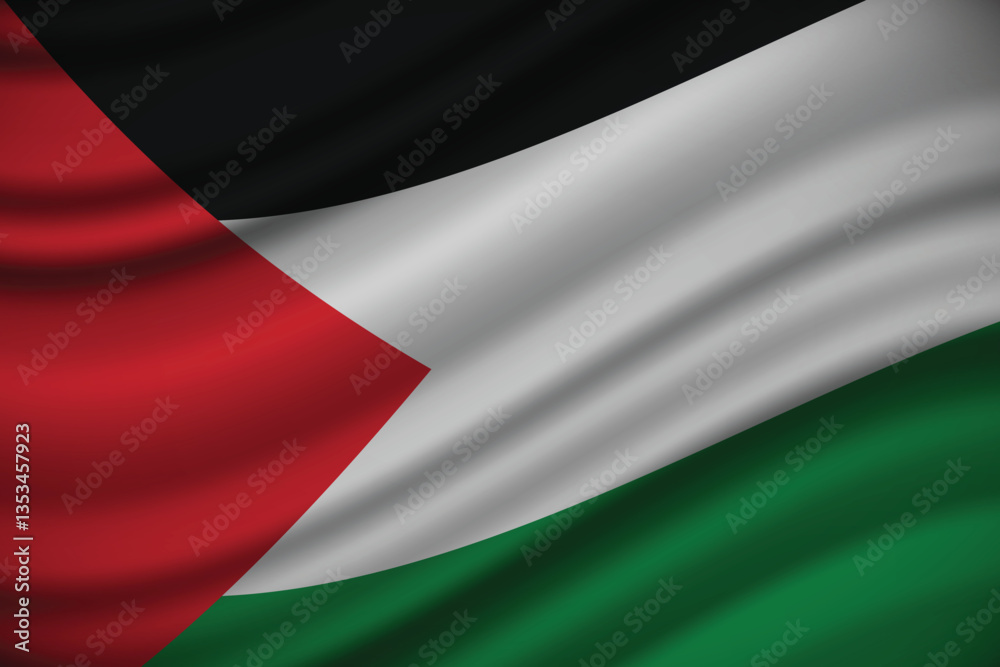 Obraz premium Vector flag of Palestine. Palestine waving flag background.