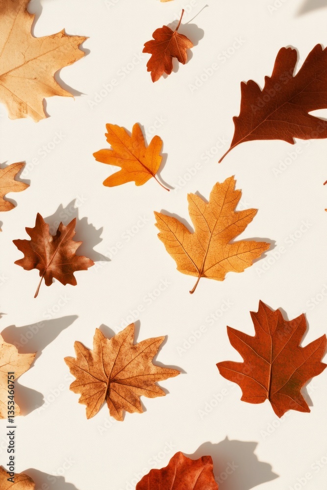 Autumn leaves falling on white background - seasonal colors and shapes. Autumn leaves falling on white background - seasonal colors and shapes.