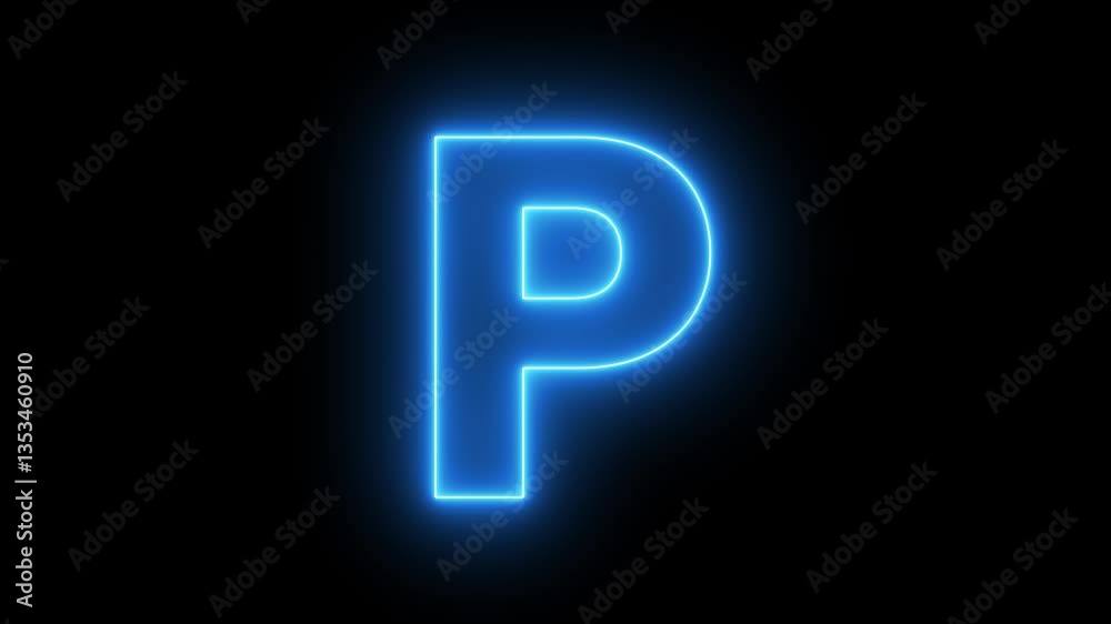 Neon letter alphabet P animation Neon letter alphabet P animation