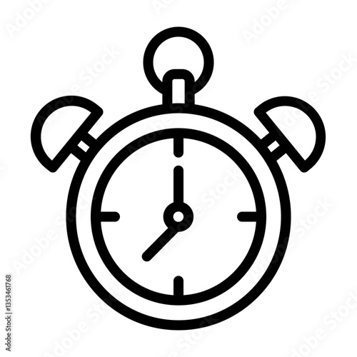 Analog Clock Radio Vector Line Icon Design