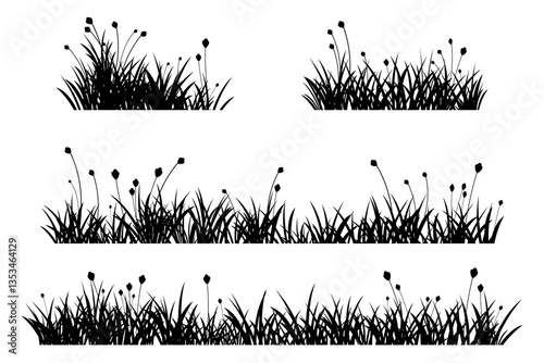 grass and wildflower silhouette