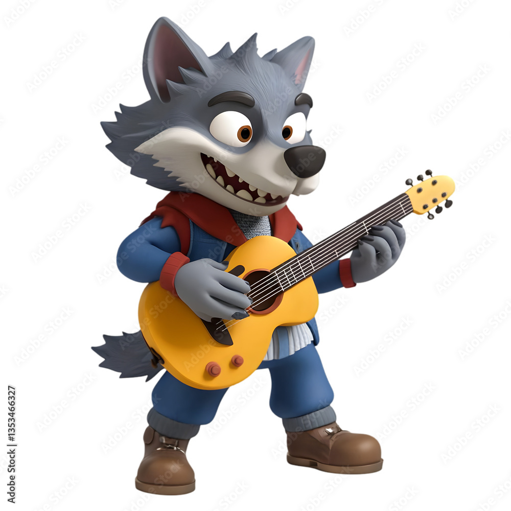 custom made wallpaper toronto digitalCartoon Wolf Playing Acoustic Guitar