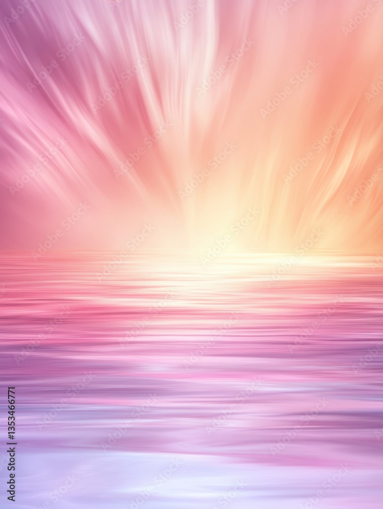 Tranquil waves of pink and peach create an ethereal horizon, blending sky and sea in soft light Tranquil waves of pink and peach create an ethereal horizon, blending sky and sea in soft light