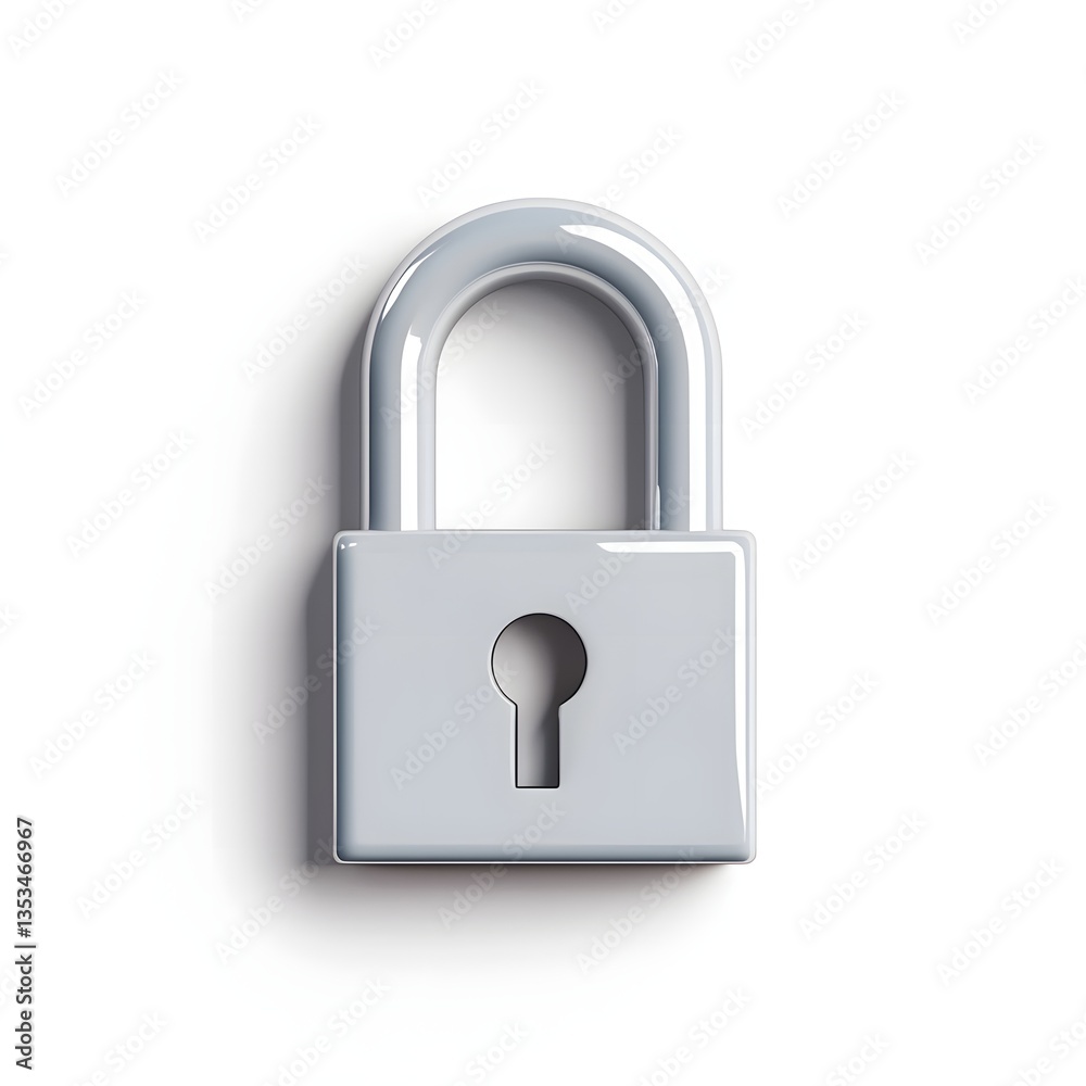 Naklejka premium Secure Padlock Closed Metal Lock 3D Render Security Concept Safety Symbol Digital Asset Privacy Icon