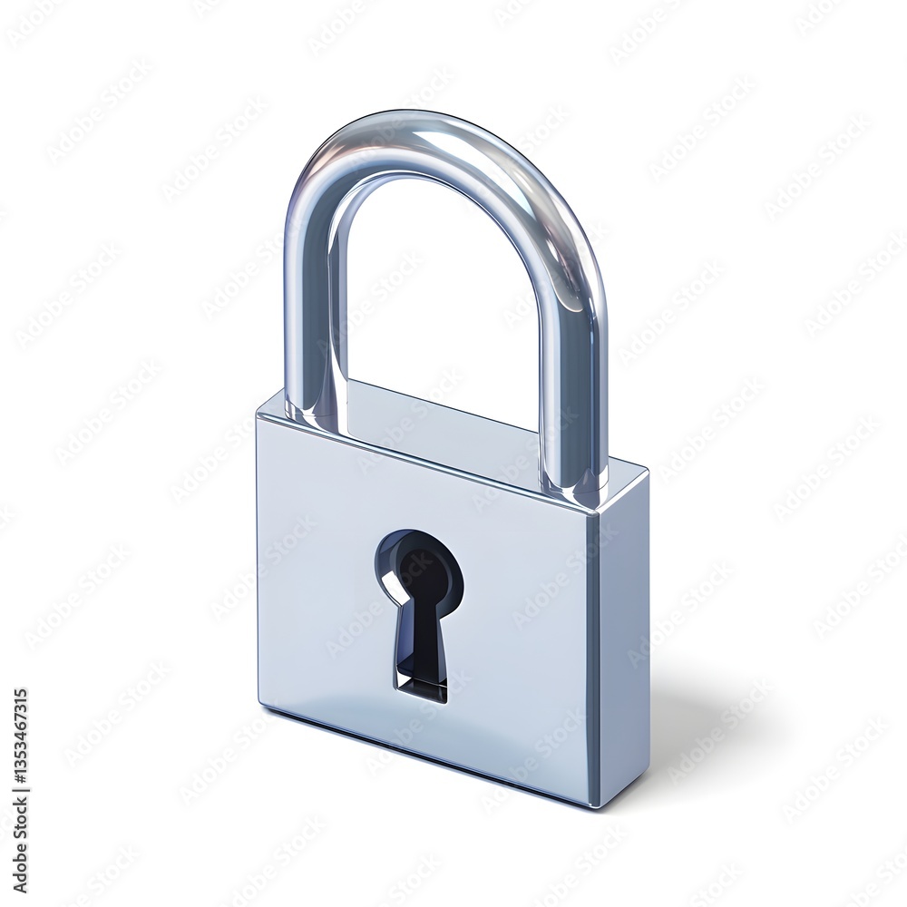 Naklejka premium Secure Chrome Padlock Digital Security Privacy and Data Protection Icon