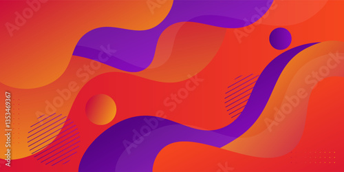 Modern orange purple geometric business banner design. Creative banner design with wave shape. Simple horizontal banner. Vector Eps10