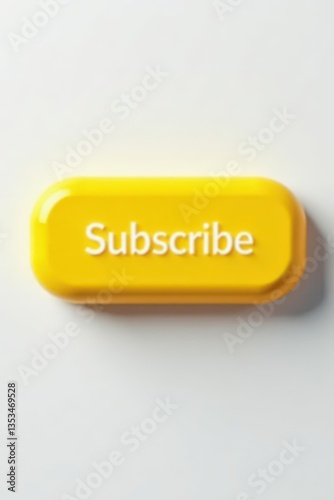 Bright yellow subscribe button, clean white background, registration, notification