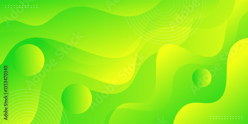 Green geometric business banner design. Creative banner design with wave shape and line background for template. Simple horizontal banner. Vector Eps10