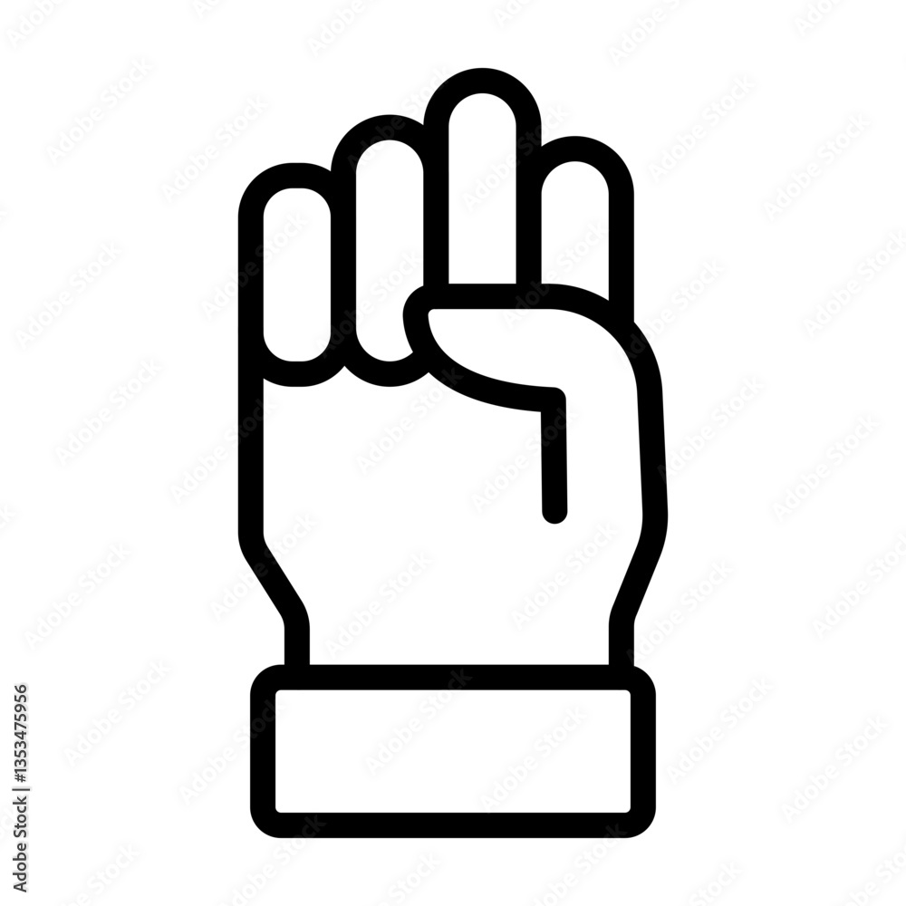 Clenched Fists Vector Line Icon Design Clenched Fists Vector Line Icon Design