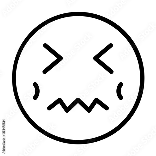 Stressed Face Vector Line Icon Design