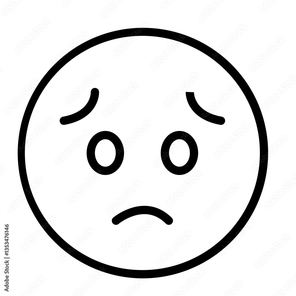 Sighing Face Vector Line Icon Design Sighing Face Vector Line Icon Design