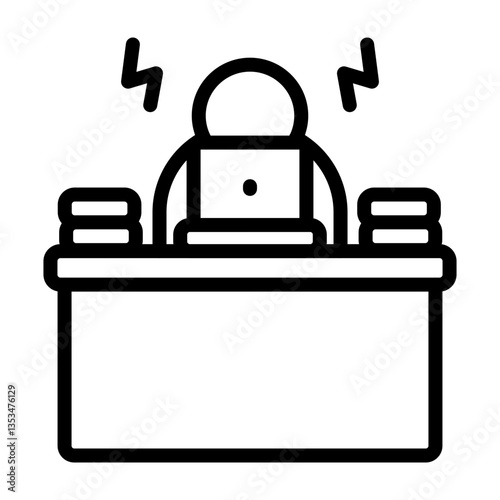Work Desk Overflow Vector Line Icon Design