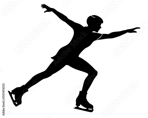 Ice skating silhouette vector illustration