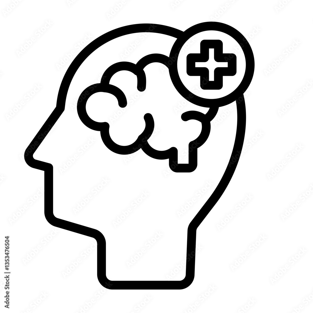 Mental Health Vector Line Icon Design Mental Health Vector Line Icon Design