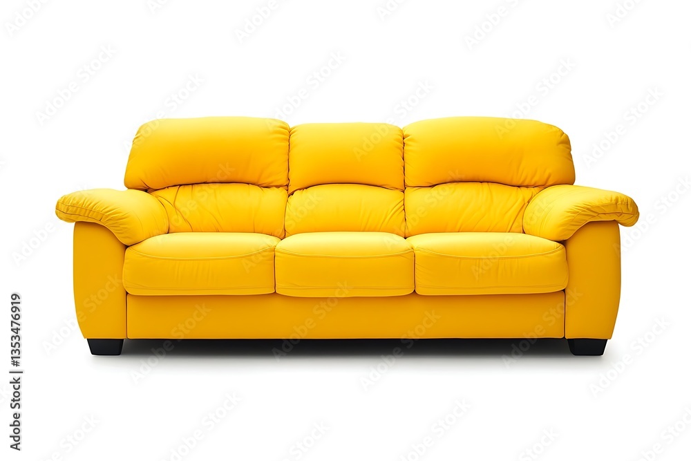 Fototapeta premium Isolated yellow sofa on white background for home interior design and furniture