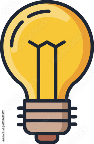 Light bulb vector illustration, A vector illustration of a classic light bulb with a yellow glow and detailed filament design.
