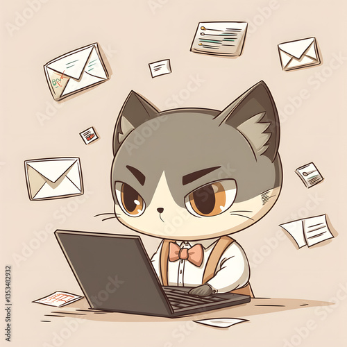 A Busy Cat Working on Laptop, Emails and Documents