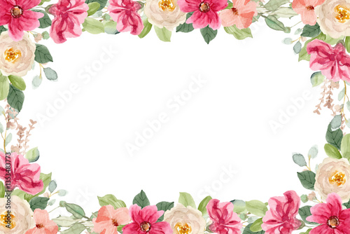 Watercolor flowers background vector for design.