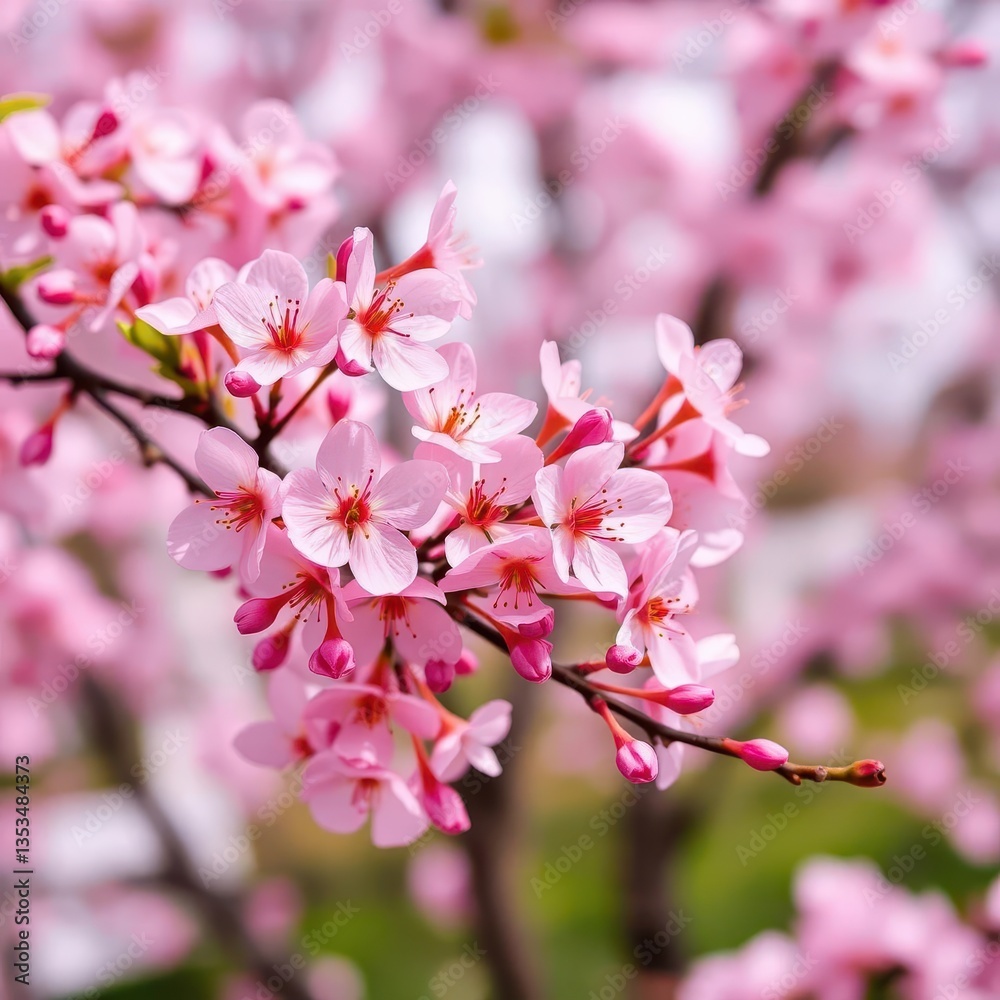 Delicate pink blossoms in full bloom against a soft spring background, pink blossom, delicate Delicate pink blossoms in full bloom against a soft spring background, pink blossom, delicate