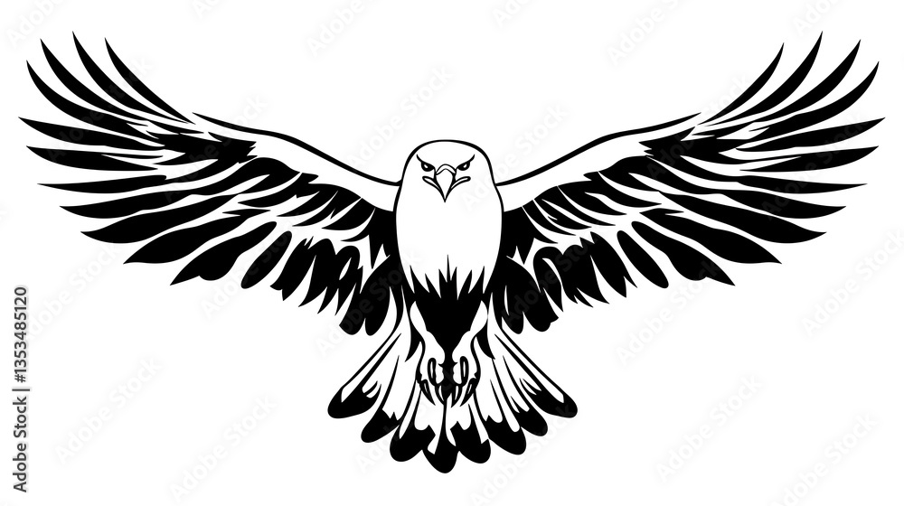 Fototapeta premium Soaring Eagle for Black & White Vector.