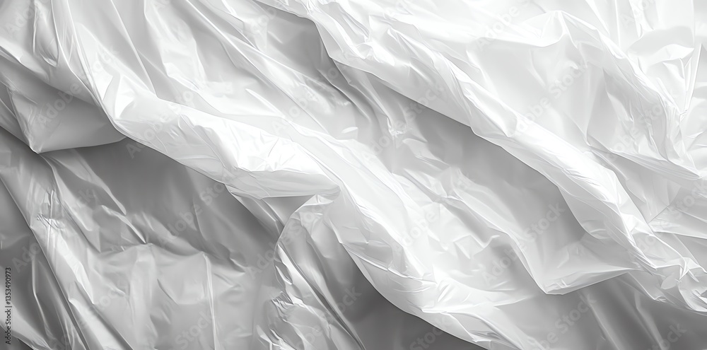 Fototapeta premium Abstract White Plastic Drape: Textured, Minimalist, and Monochromatic Study