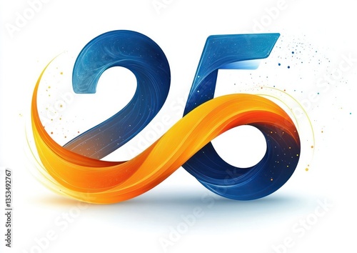 25th Anniversary Logo Design with Elegant Calligraphy and Bold Gradients