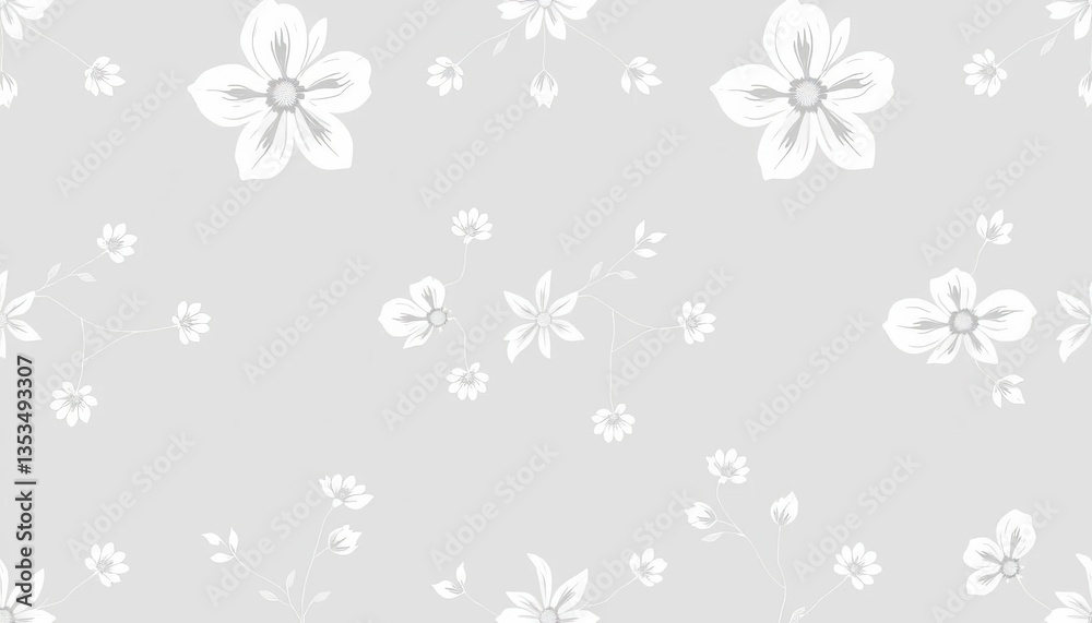 Elegant minimalist gray and white floral vector seamless pattern with subtle geometric background, sophisticated, geometric Elegant minimalist gray and white floral vector seamless pattern with subtle geometric background, sophisticated, geometric